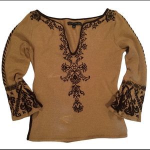 Bette Page Caramel Sweater With Brown Stit…